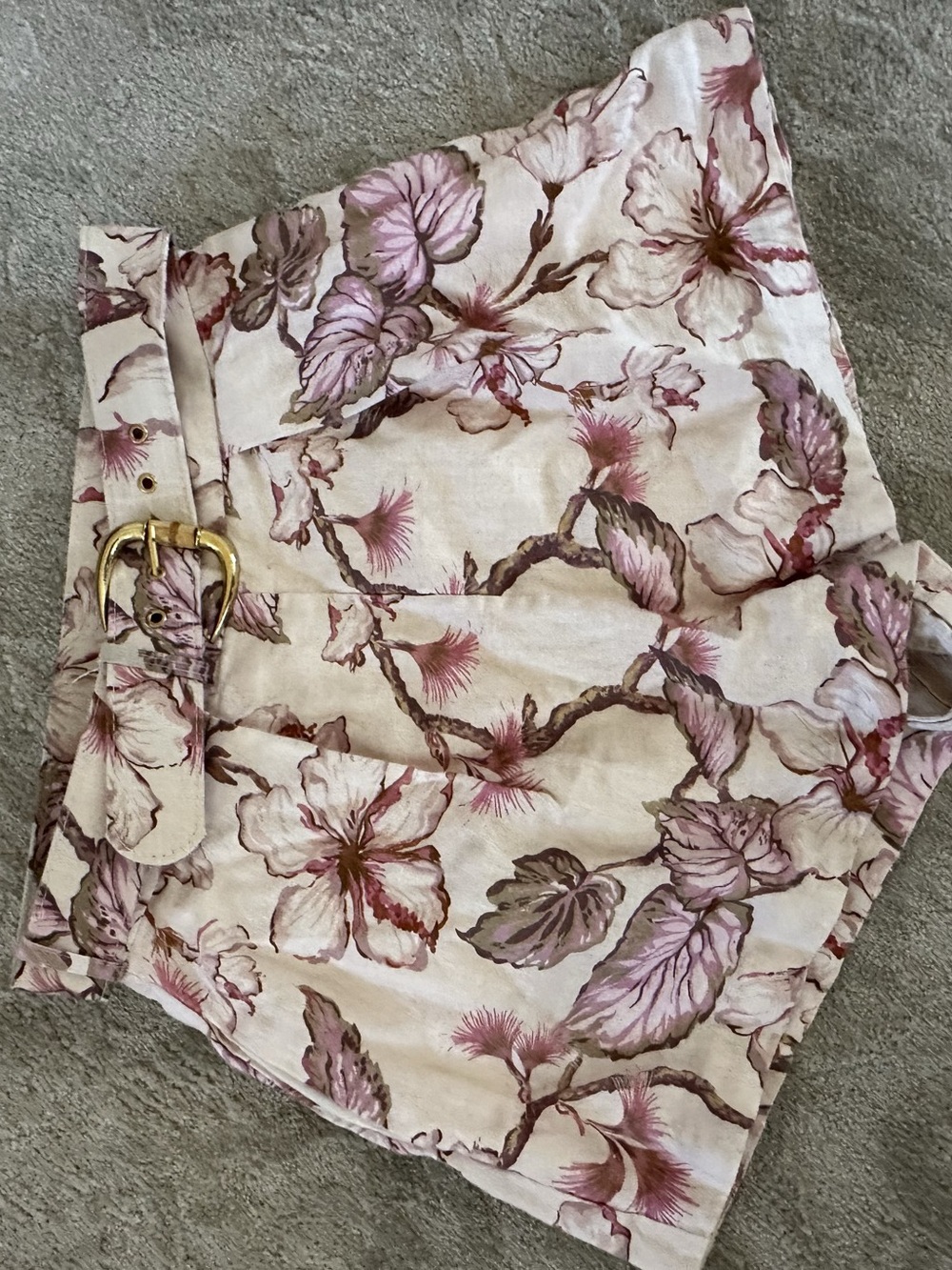 Zimmermann Floral High-Waist Shorts in Pink & Cream Size 2